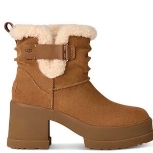 UGG Women's Chestnut Suede Shearling-Lined Platform Ankle Boots